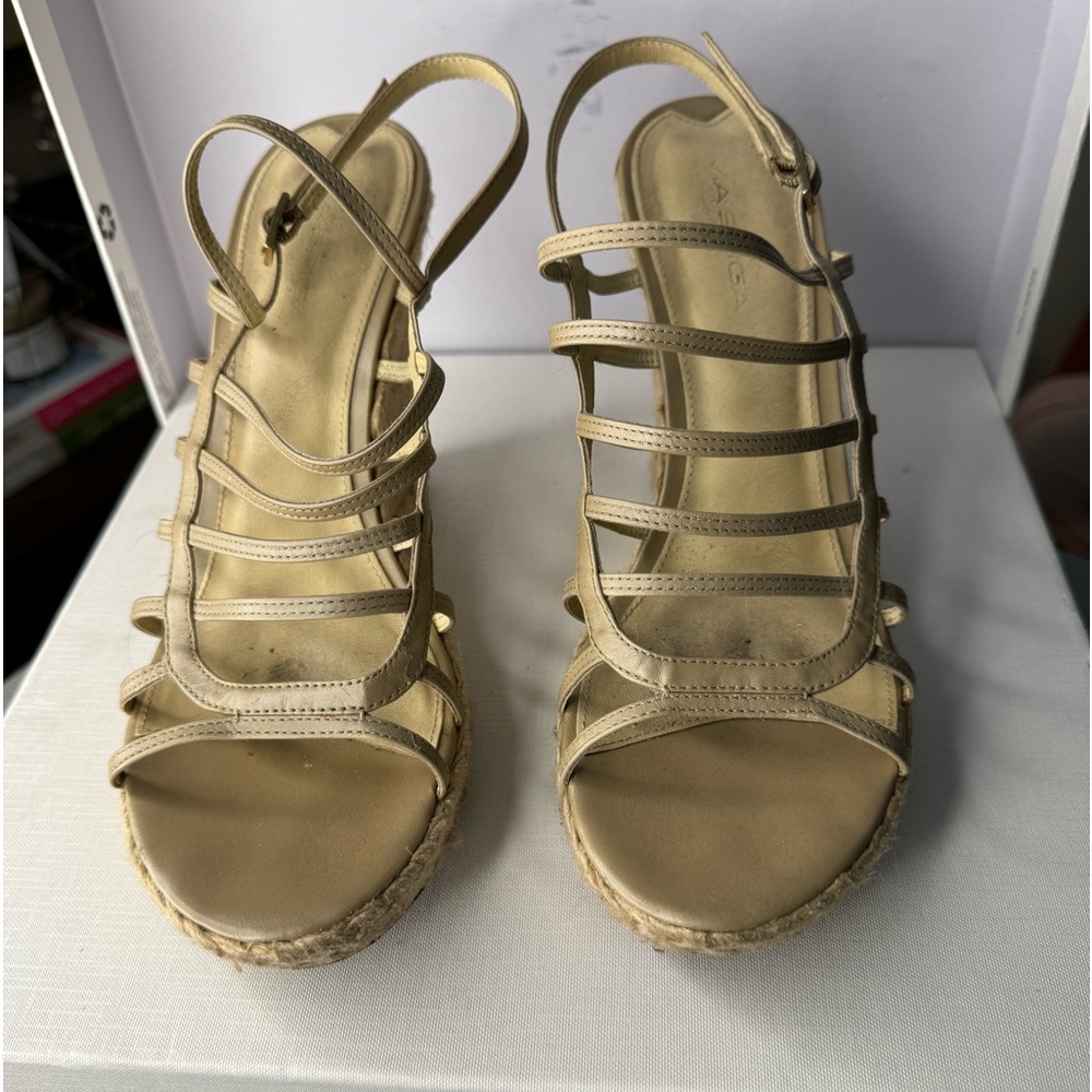 Via Spiga taupe strappy 4.5” wedge espadrille sandals 8.5